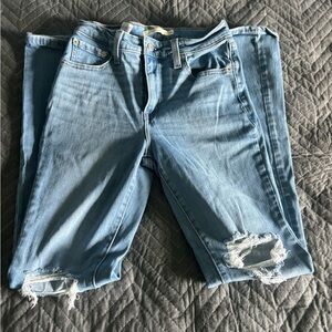 Levi’s 726 Flare Size 26x30 Medium Wash.  Cut out knees. Stretch